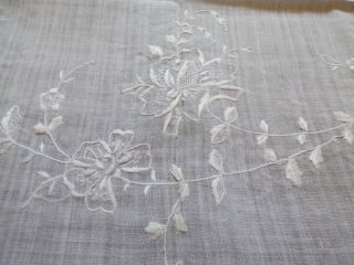 VTG Madeira Semi sheer Cotton White Embroidery cut work Decor Tablecloth 83X63 4