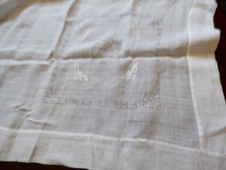 VTG Madeira Semi sheer Cotton White Embroidery cut work Decor Tablecloth 83X63 5