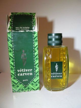 Rare Vintage Vetiver Carven Eau De Toilette Paris Large 16 Fl Oz Bottle & Box