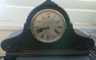 Vintage German Mantle Chime Clock - Gustav Becker P14 Movement - Wooden Case