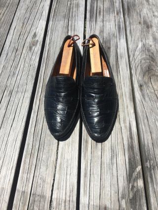 Vintage Givenchy Paris Black Leather Loafers Men 
