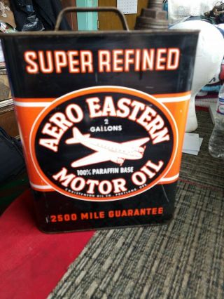 Aero Eastern Motor Oil Can 2 Gallon Rare Vintage Oil Can Air Plane Sign 3
