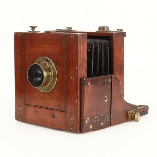 :vintage Wooden 3¼ X 4¼ Tailboard Camera W Ross No.  4 Symmetrical 6 " F/16 Lens