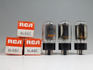 Rca 6l6gc Matched Vintage Tube Trio Black Plates Round Getter Nos (test 93)