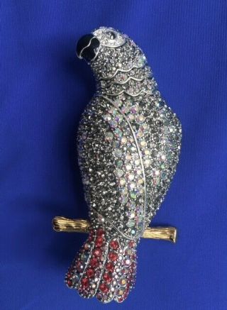 Large African Grey Parrot Pin Brooch Joan Rivers Limited Edition Nr