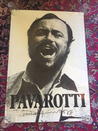 Vtg Luciano Pavarotti Autographed Poster Signed 1970’s - 80’s Authentic