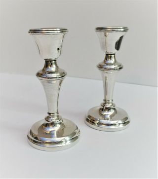 Very Attractive Solid Silver Miniature Dressing Table Candlesticks