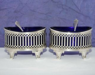 Large Heavy Solid Silver Open Salts By Haseler & Bill Chester 1922