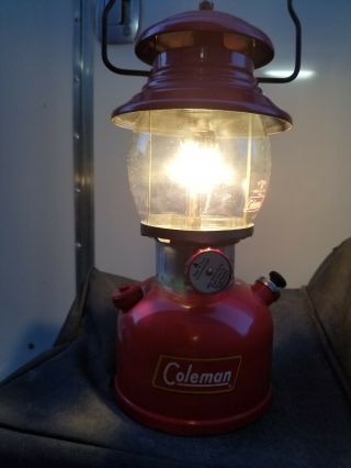 Vintage January 1958 Coleman 200a Red Single Mantel Lantern