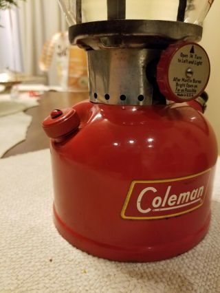 Vintage January 1958 Coleman 200A Red Single Mantel Lantern 7