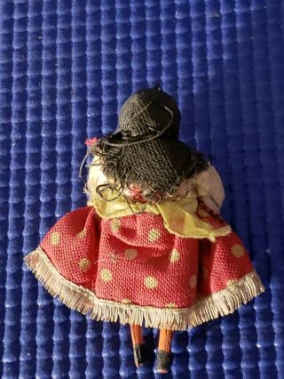 VTG Antique Mini Matchstick Russian Peasant Gypsy Doll Very Cute Wooden Legs 2