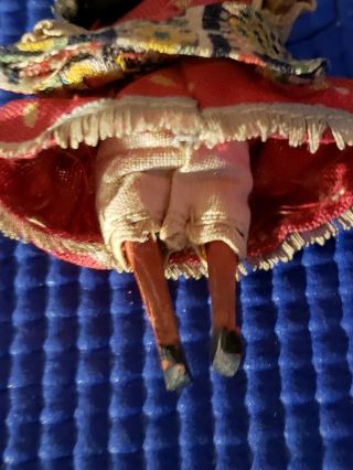 VTG Antique Mini Matchstick Russian Peasant Gypsy Doll Very Cute Wooden Legs 4