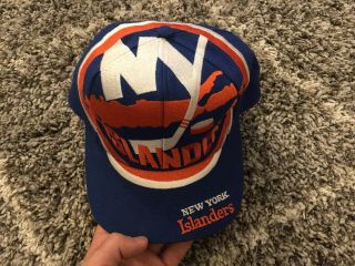 Vintage 90s York Islanders The Game Big Logo Snapback Hat,  Nhl,  All Over
