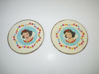 Vintage Disney Tin Dishes 2 Plates Snow White