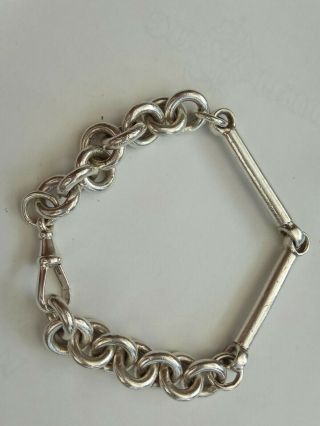 A Lovely Mens Silver Bracelet Made From Antique Silver Chain Vintage Jewellery