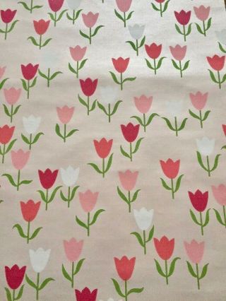 Vintage Floral Wallpaper Pearlescent Pink Tulip Pattern 1950s/60s