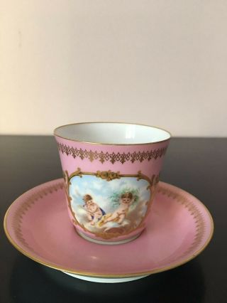 Antique Sevres Hand Painted Cup&saucer C 1846