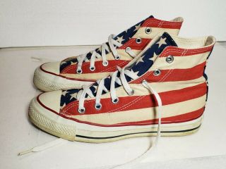 Made In Usa Vintage Converse Chuck Taylor American Flag Print Mens 6 58