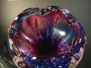 Scarce Seguso Glass Vintage Bowl or Ash Tray Purple & Sky Blue Murano Eames Era 2