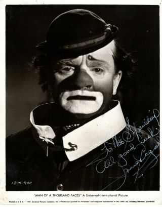 Oscar Winner Actor James Cagney As " Lon Chaney ",  Signed Vintage Studio Photo.