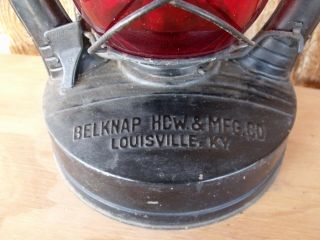 Vintage Oil Lamp Red Globe Blue Grass Air Pilot Belknap Hardware 2