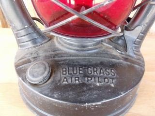 Vintage Oil Lamp Red Globe Blue Grass Air Pilot Belknap Hardware 3