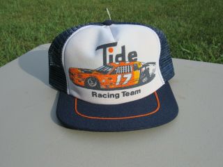 Vintage 1980s,  Tide Racing Team (darrell Waltrip),  Blue Trucker Hat,  Mesh,  Snap