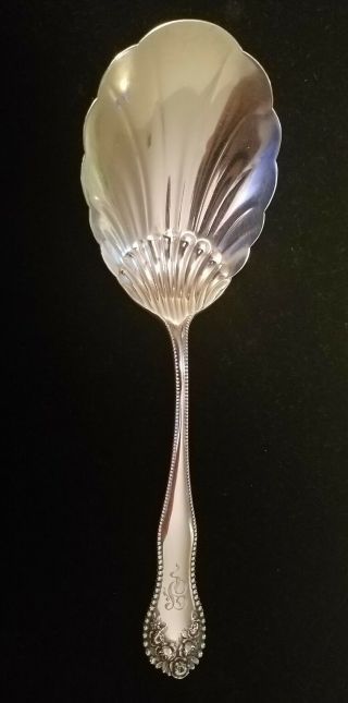 Victorian 1897 Gorham Sterling Silver Serving Spoon Lancaster Pattern Scalloped