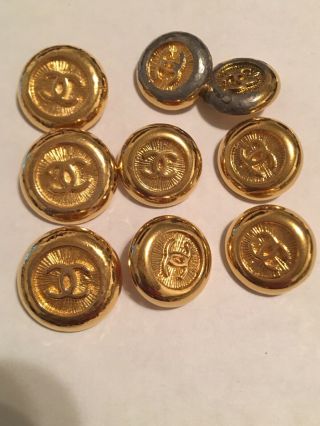 Vintage Chanel Buttons Double Cc Logo Gold Tone Metal