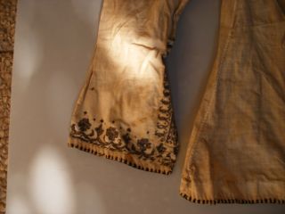 Antique Ottoman Islamic Metallic Silk Thread Embroidery Silver wires Shirt Scrip 3