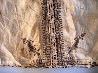 Antique Ottoman Islamic Metallic Silk Thread Embroidery Silver wires Shirt Scrip 5