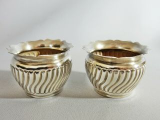 Antique 1885 Sterling Solid Silver Salt Pot Dishes Bowls Cellars