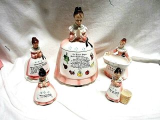 Vintage Pink Prayer Lady Group Enesco 10 Pc Cookie Tea Cream,