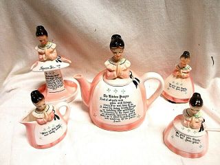 Vintage Pink Prayer Lady Group Enesco 10 Pc Cookie Tea Cream, 2