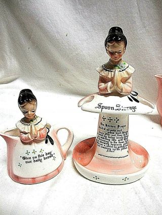 Vintage Pink Prayer Lady Group Enesco 10 Pc Cookie Tea Cream, 8