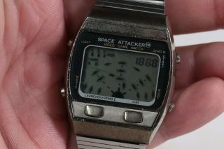 Vintage Nelsonic Space Attacker Digital Lcd Wrist Watch Fully Functional