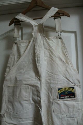 Union Bell Rare Vintage Carpenters Pants With Paper Tag Label White