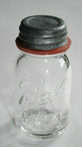 Vintage Miniature Ball Salesman Sample Perfect Mason Jar,  Zinc Lid,  Rubber Seal