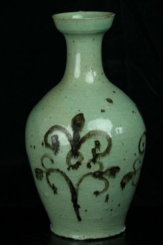 Jun007 Korean Goryeo Celadon Porcelain Bottle Vase Iron Glaze Painted