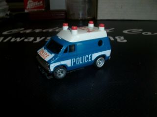 Vintage Aurora Afx Blue Dodge Police Van Slot Car 1 - Z26