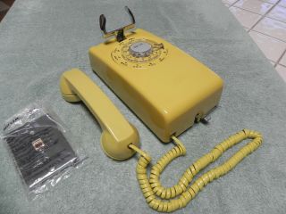 1961 Yellow Western Electric Bell System 554 Rotary Wall Telephone - Restored - Vtg