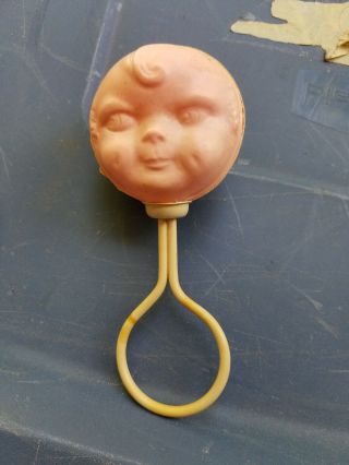 Antique Celluloid 2 Faced Baby Rattle