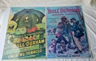 2 Antique Bull Durham Tobacco Color Posters Black Americana Advertising
