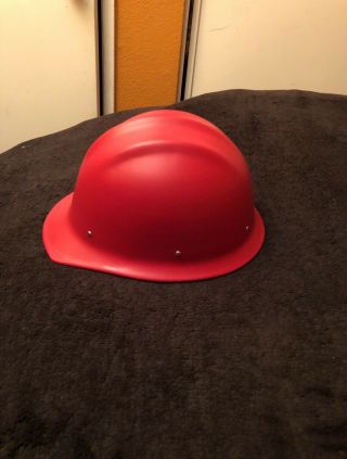 Vintage Aluminum Bullard Hard Hat 502 MATTE RED ONE - OF - A - KIND 3