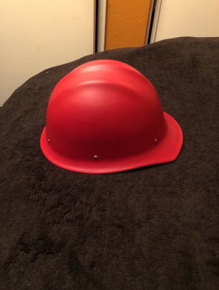 Vintage Aluminum Bullard Hard Hat 502 MATTE RED ONE - OF - A - KIND 4