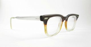 Artcraft Mens Vintage Eye Glasses Frames Eyewear Wood Grain Look Rhodium Plated