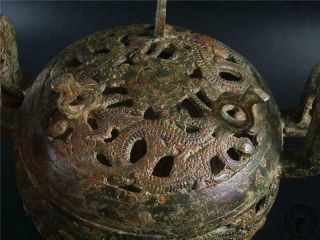 Very Large Fine Old Chinese Tripod Bronze Made Incense Burner Statue Collectible 6
