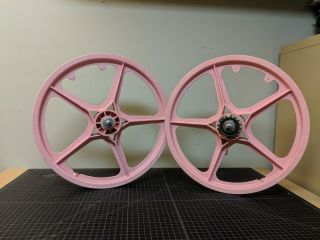 Hutch Stamped Mag Wheel Set - Pink - Suntour - Vintage Old School Bmx Freestyle