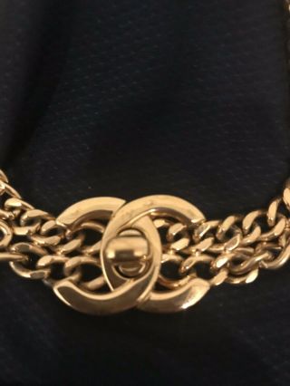 CHANEL Gold CC Logos Charm Vintage Chain Necklace Choked 2