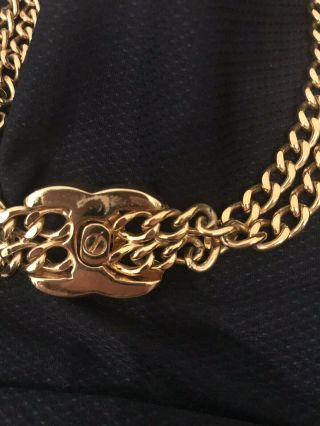 CHANEL Gold CC Logos Charm Vintage Chain Necklace Choked 5